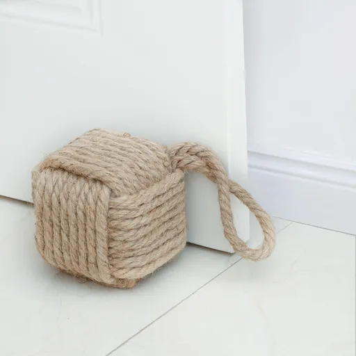 Rope Knot Door Stops Decorative Nautical Door Stopper Handmade with Handle, Jute Weighted Interior Doorstop Sailor (5"x5”, 4.4lbs)