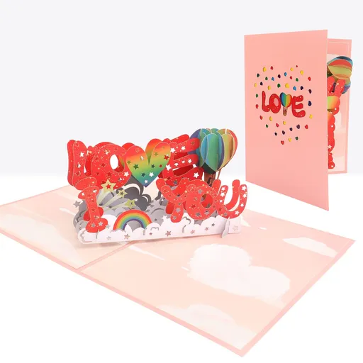 Pop Up Card,8×6-3D Greeting Card for Valentines Day, Thinking of You, Thank You, Engagement for Wife Husband (I LOVE YOU)