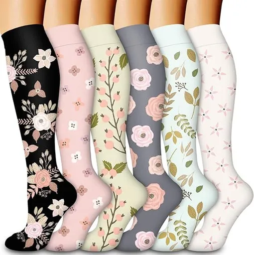Compression Socks for Women and Men Circulation 6 Pairs, Graduated Support for Running Athletic Sports S/M, Breathable Nylon Blend for All-Day Comfort and Recovery
