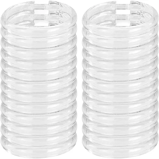 Shower Curtains Rings, Rust Resistant, 5.5x5.5x1cm, Round Shower Hooks, Clear Shower Hooks, Smooth Slide, for Bathroom Rod Closet Window Hotel Dorm Gym Use (24 PCS)
