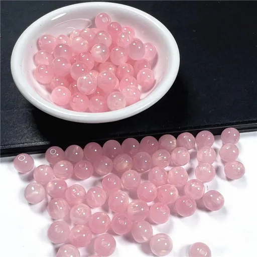 150Pcs 8mm Glass Beads for Bracelets, Round Glass Beads for Jewelry Making DIY Crafts Gifts for Women Men(Pink)