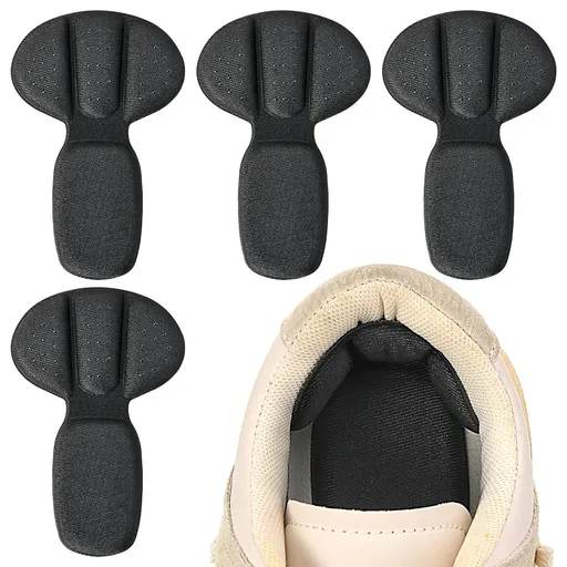 4 Pcs Mesh Adhesive Heel Grips Inserts for Boots, Loose Shoes Too Big, Reusable Heel Guards Liners for Women Men, (Black)