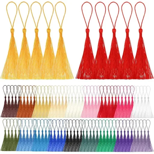 100Pcs Polyester Tassels for Keychains Bookmarks Graduation Decorations Assorted Colors