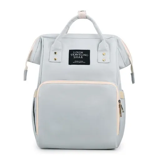 Large Capacity Dry/Wet Separate Nylon Backpack, Multifunctional Portable, Multi-Pocket Baby Diaper Bag Handbag - Gray