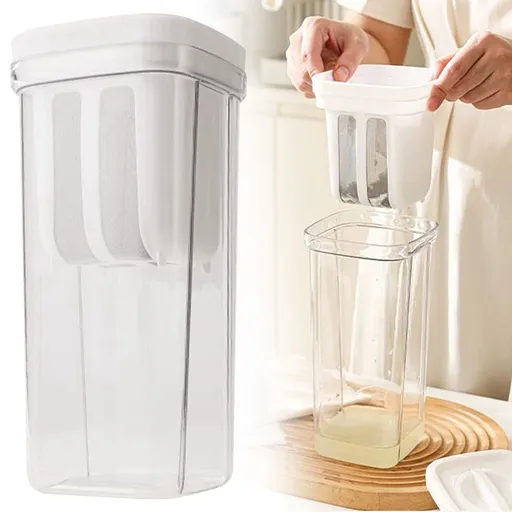 Greek Yogurt Maker with Fine Mesh Strainer, Leak-Proof Clear Container, Food Grade Whey Separator, Cold Brew Filter, Refrigerator Safe Multi-Use Yogurt & Food Strainer