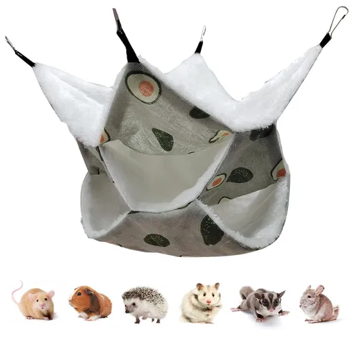 Triple-Layer Sugar Glider Hammock, Small Pet Cage Hammock, Sugar Glider Cage Accessories Hamster Bedding Animals Bed (Avocado)