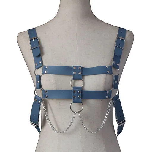 AX Punk PU Cross Strap for Men and Women Sky Blue