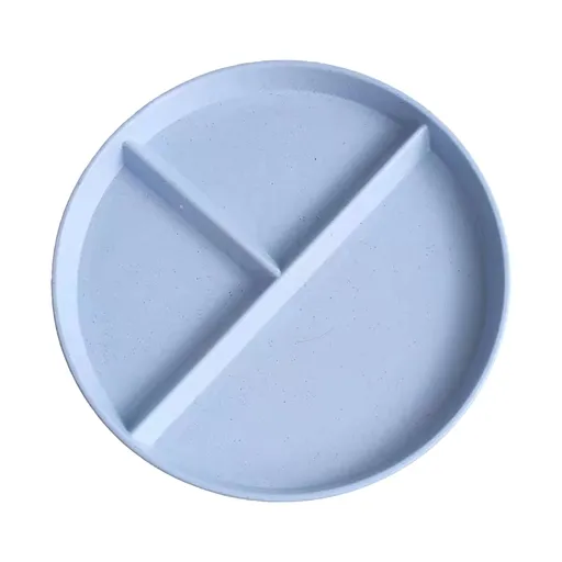 Wheat Straw Divided Dinner Plate, Reusable Microwave and Dishwasher Safe Meal Tray for Adults and Children, Light Blue
