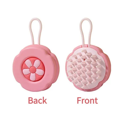 Silicone Shampoo Brush, Wet & Dry Scalp Massage Comb, Cleaning Itch Relief Hair Washing Brush—Pink