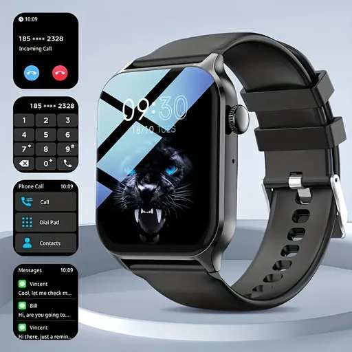 Smart Watch 1.83-Inch Screen Wireless Call Wireless Music Voice Control Sports - Black - Size 001