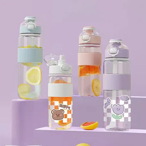 Clear Boba Cup with Lids and Straws, Smoothie Cups, Iced Coffee Cup, Leakproof Boba Tea Cups Tumbler -4pcs