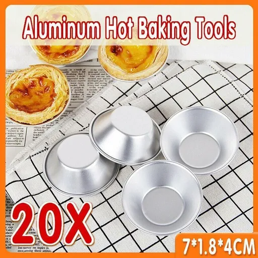 20Pcs Aluminium Egg Tart Moulds Mini Baking Cups for Pudding Tarts Cakes