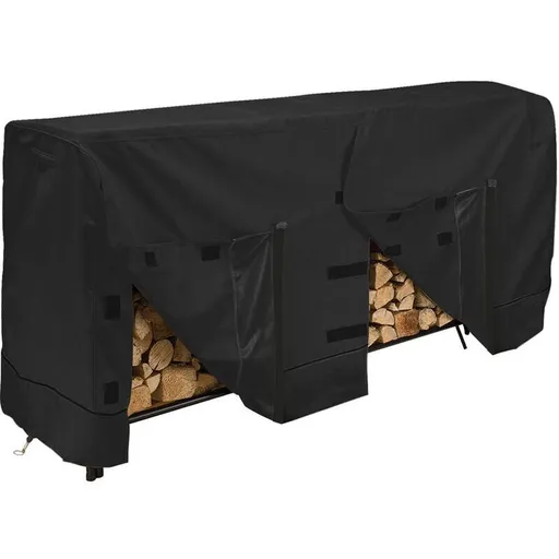 Firewood Rack Cover 420D Waterproof Dustproof Outdoor Log Rack Cover Black, 244 x 61 x 107cm