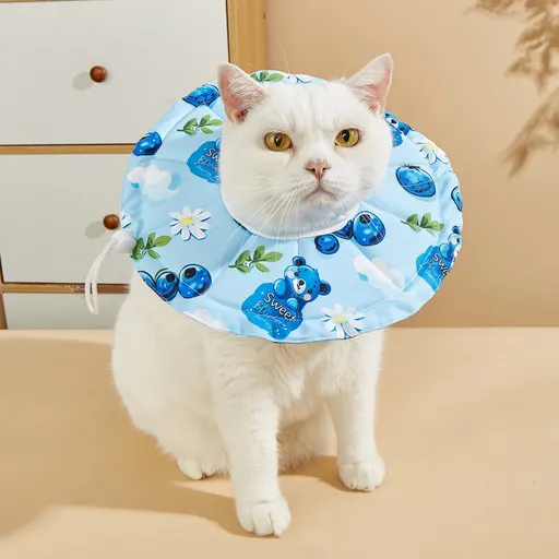 Soft Pet Elizabethan Collar Cartoon Waterproof. XL Blueberry Bear