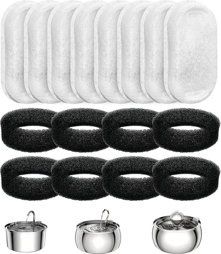 Filter cartridges - For pet water dispensers - including 8 cat fountain filters and 8 pump sponges