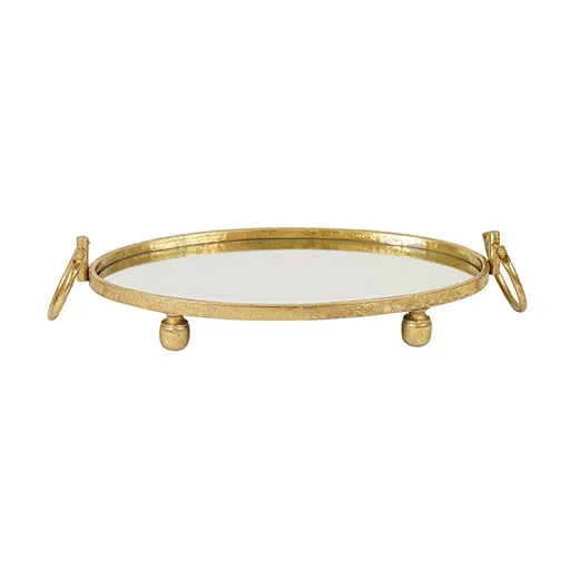 Eliza Mirror Tray with Handles - Oval - Gold