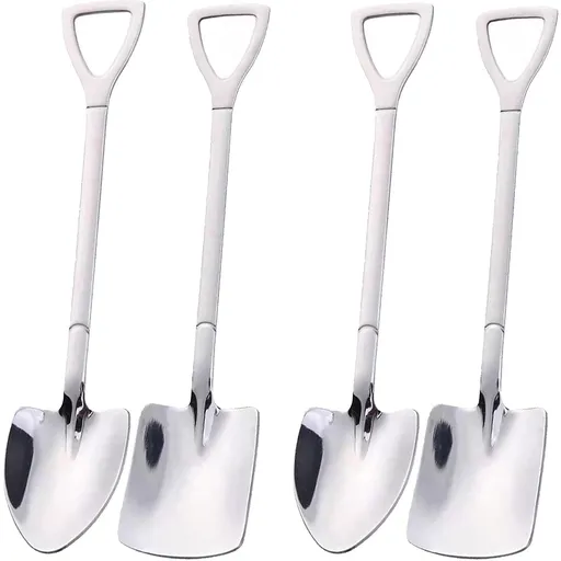 4 Pcs Stainless Steel Shovel Shape Spoon Pointed Spoon Coffee Tea Sugar Stirring Spoon Cake Dessert Spoon, Cat Dog Food Scooping