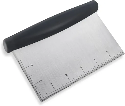 Plastic Bread Scraper Dough Cutter with Measuring Scale Multipurpose Bench Kitchen Tool Pastry for Cake Baking Food Pizza Stainless Steel and Chopper Knife (Black)