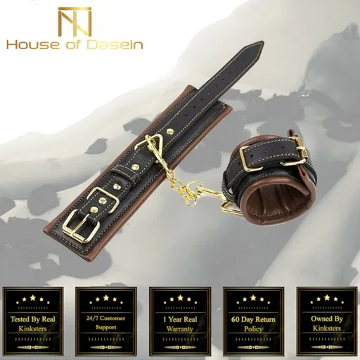 House Of Dasein Soft Padded Black Brown Wrist Ankle Cuffs Bdsm Bondage Restraints - Black