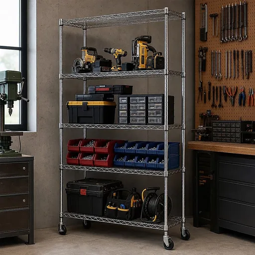 Wire Storage Rack – 90x45cm Chrome Shelving with Wheels