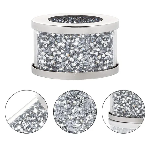 6pc Glass Napkin Ring Set of Glass Framed Crystal Napkin Holders, Buckles Crushed Diamond Table Settings Home Decor