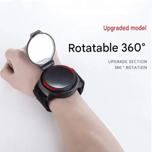 Bicycle Wrist Rearview Mirror 360 Rotatable - Adjustable Wrist Mounted Convex Cycling Mirror, 360 degree Rotation, Arm Strap Handlebar Mount, Cycling Safety for Urban Commuting and Travel Use
