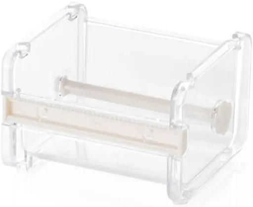Transparent, visible packaging tape dispenser - holder for cutting tape - organizer, holder for desk and office tape - holder for self-adhesive roll tape dispenser - storage tape, cutting tape - adhesives and fasteners