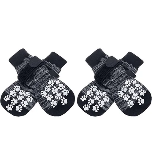Anti Slip Dog Socks to Prevent Licking Paws, Dog Shoes for Hot Pavement, Dog Booties for Small Medium Large Senior Dogs, Traction Control Boots & Paw Protectors for Hardwood Floors - Dark Gray - Size M