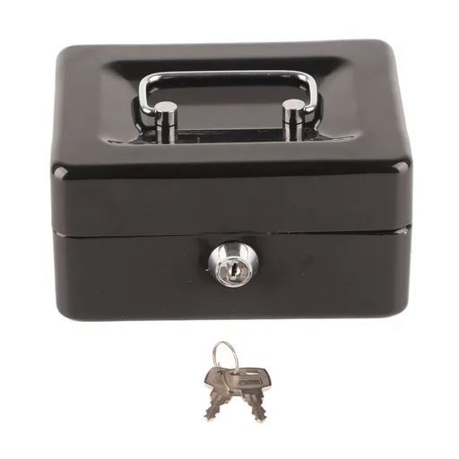 Metal Cash Box 6 Compartments High Safety Money Box with Money Tray and Key Lock for Home Business Black