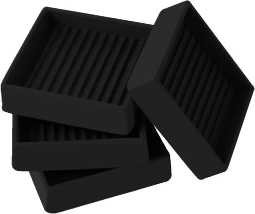 2x2 Square Rubber Furniture Caster Cups, Anti-Sliding Furniture Pads Bed Stopper Floor Protectors with Grip - Protect Any Flooring