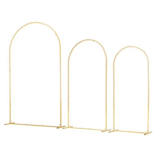 Arch Backdrop Stand, Set of 3, 2.2/2/1.8 m , Stable Structure, Easy Assembly, Gold Metal Arch Backdrop Stand for Wedding, Birthday Party, Graduation, Holiday Celebration, and Ceremony Decoration