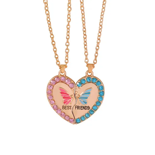 Friend Necklaces for 2 Girls BFF Heart Necklace Pendant Jewelry Set for Friendship Necklace Birthday Gifts (Gold) Valentines Day