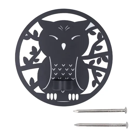 Hanging Candleholder Iron Retro Style Innovative Wall Mounted Candle Holder for Home Wall Decorations Black Laser Plate A