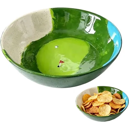 Hand-Painted Golf Bowl, Golf Course Theme Snack Bowl for Cereal, Snacks & Appetizers, Unique Handcrafted Gift for Golf Lovers, Father’s Day & Home Decor