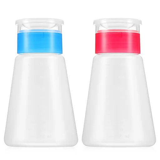 Nail Polish Remover Pump, 2pcs Push Down Pump Dispenser Lockable Pump Dispenser Bottle for Nail Polish Makeup Remover 6.4oz