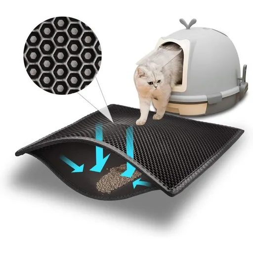 Cat Litter Mat Double Layer Honeycomb 30 x 45 cm Black