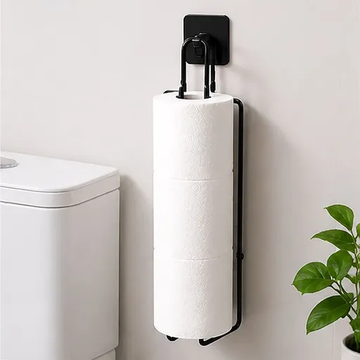 Over The Door Paper Towel Holder Stainless Steel Wall Mounted Toilet Roll Organizer No Drilling Adhesive Rustproof Kitchen Bathroom Cabinet Space Saving Rack Gold