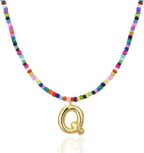 Colorful Initial Necklaces Graduation Gifts for Girls Kids Teens, 6-18 Year Old Girl Birthday Gift Teen Girl Gifts Trendy Stuff Gold Bubble Letter Pendent Necklace Jewelry（Q)