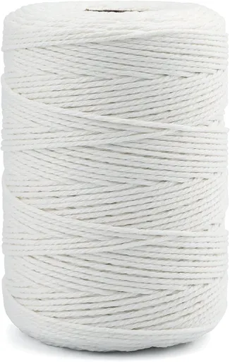 White Cotton String Butchers Cooking String Twine 2mm 656ft for Crafts, Tying Meat, Making Sausage