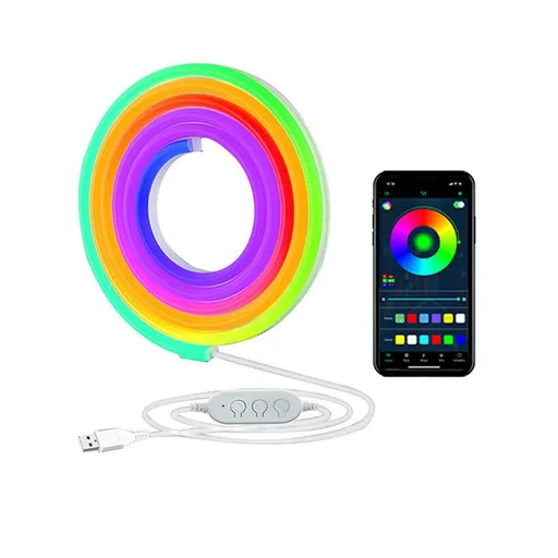 1 Set USB Neon LED Strip Light Music Sync Color Changing for Room Decor 2 m