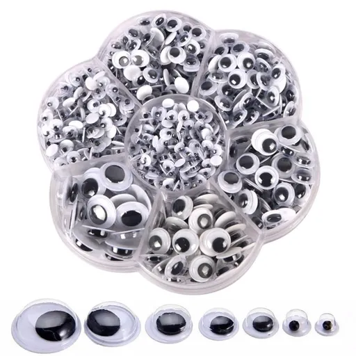500 Pieces Plastic Doll Eyes Stickers Round Wiggle Eyes Self Adhesive Googly Eyes for Scrapbooking DIY Crafts Doll Supplies
