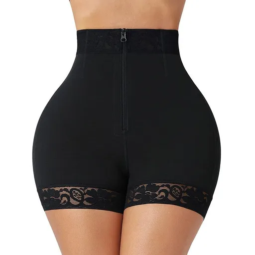 Lace Waist Cinching And Hip Lifting Postpartum High Waisted Shapewear Pants - Black - Xl