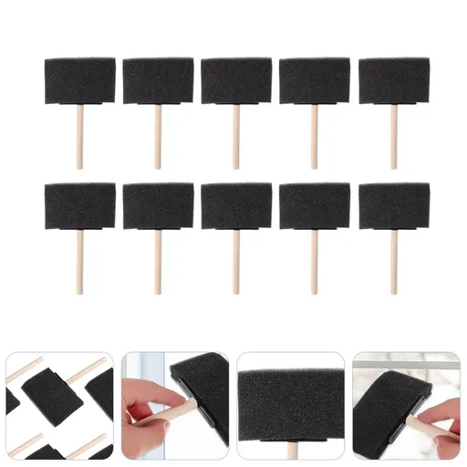 10Pcs Sponge Bevel Tipped Brush with Wood Handle for Staining and Art Projects Assorted Colors