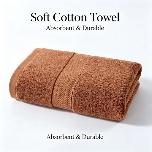Brown 50x100CM Pure Cotton Bath Towel | Christmas Warm Daily Gift | 220G Solid Color Quick‑Dry Large Towel for Adult Face Washing