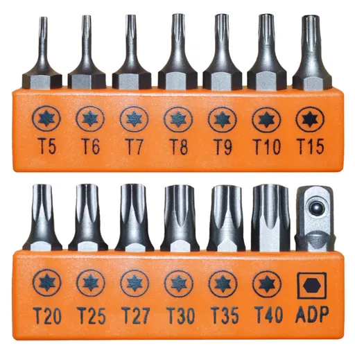 14-Piece Tamper-proof Torx Bit Set, S2 Alloy Steel T5-T40 Security Tamper Resistant Star Bits. Gifts for men