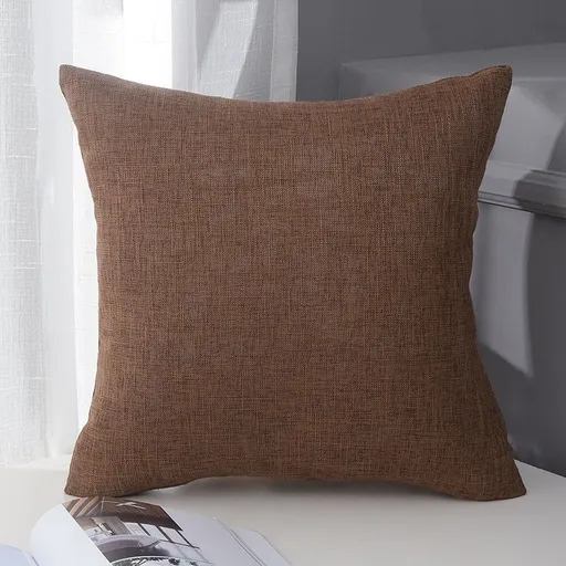 Le Su Cotton Linen Cushion Solid Color with Core 53# Coffee 60*60-pillowcase 1000g thick pillow core