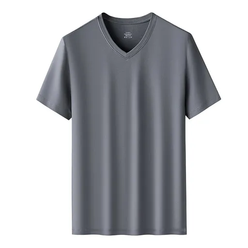 Kang Gongfang Men Modal T-Shirt Crewneck Short Sleeve V-neck-iron gray 2XL (141kg ~ 160kg)
