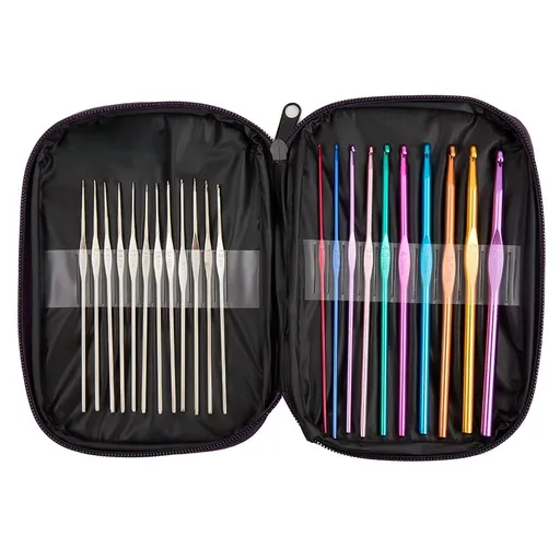 22Pcs Crochet Hooks Set, Aluminum Handle Knitting Needles, Multicolor Crochet Needles for Yarn Craft