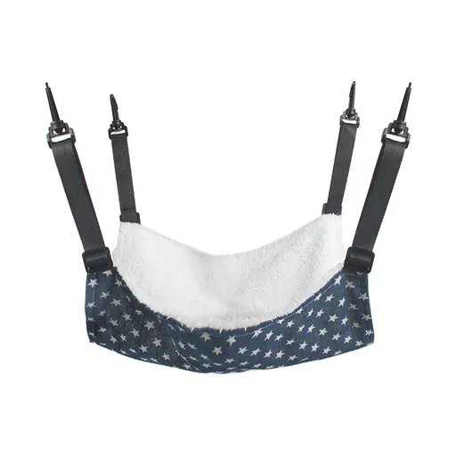 Cat Cage Hammock - Adjustable Double-Sided Pet Swing Bed with Hooks(Blue star)