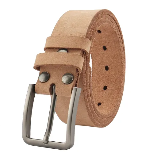 Men's Leather Belt Full Grain Cowhide Detachable Buckle 110cm Natural Brown